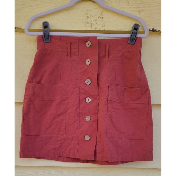 SUPER CUTE Hesperus Pink Button Down Mini Skirt - Picture 1 of 6